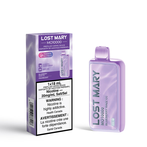 LOST MARY BLUEBERRY RAZZ COTTON MO10000 PUFF RECHARGEABLE DISPOSABLE VAPE