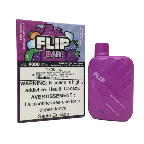 FLIP BAR 9000 GRAPE PUNCH ICE AND BERY BLAST RECHARGEABLE DISPOSABLE VAPE HAZETOWN VAPES MONTREAL QUEBEC