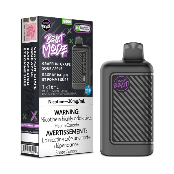 Grapplin Grape Sour Apple Iced Flavour Beast Mode 8000 Puff Rechargeable Disposable