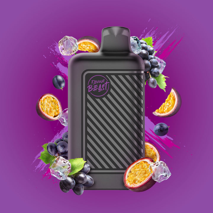 Groovy Grape Passionfruit Iced Flavour Beast Mode 8000 Puff Rechargeable Disposable Hazetown Vapes Vaughan Ontario