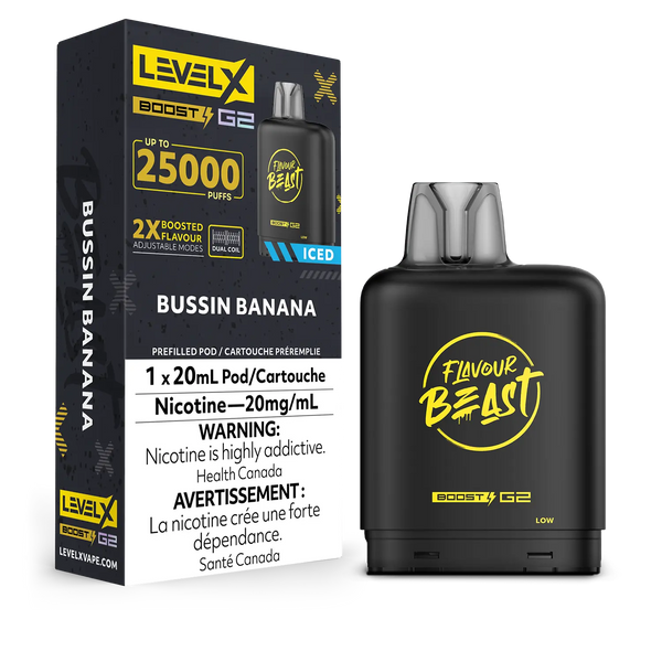 LEVEL X G2 POD 25K FLAVOUR BEAST BUSSIN BANANA