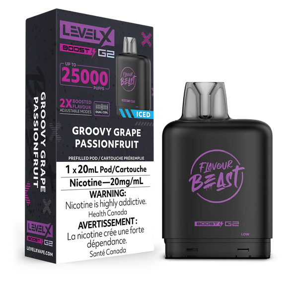 LEVEL X G2 POD 25K FLAVOUR BEAST GROOVY GRAPE PASSIONFRUIT