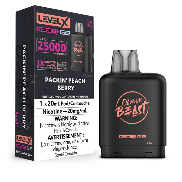 LEVEL X G2 POD 25K FLAVOUR BEAST PACKIN PEACH BERRY