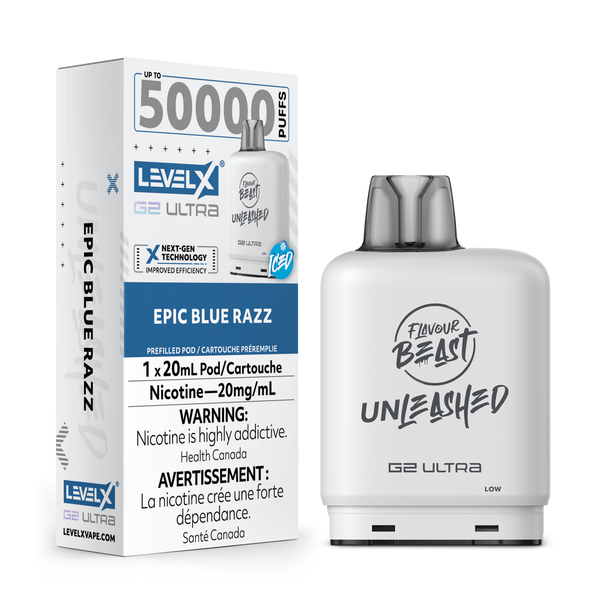 LEVEL X G2 ULTRA POD 50K FLAVOUR BEAST UNLEASHED EPIC BLUE RAZZ
