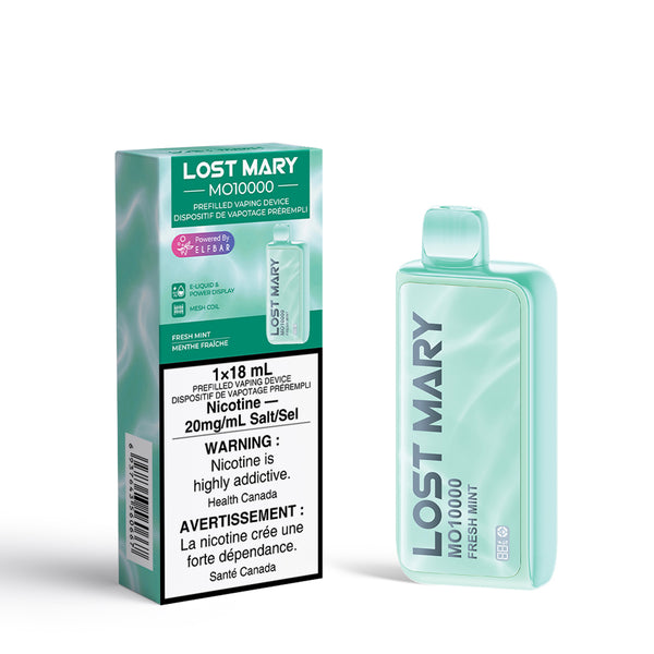 LOST MARY FRESH MINT MO10000 PUFF RECHARGEABLE DISPOSABLE VAPE