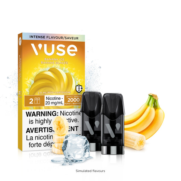 New Vuse Alto ePod Banana Ice Pack with sliced bananas and 2 black pods