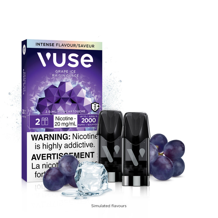 New Vuse Alto ePod Grape Ice pack with purple grapes and an ice cube