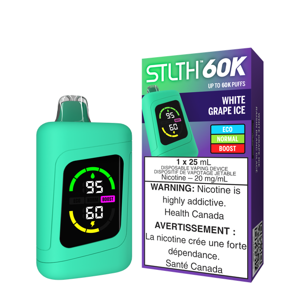 Stlth 60K White Grape Ice Green device with packaging