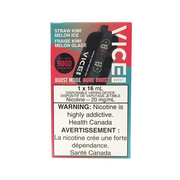VICE BOOST 9000 STRAWBERRY KIWI MELON ICE RECHARGEABLE DISPOSABLE VAPE