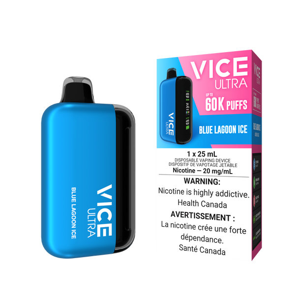 VICE ULTRA DISPOSABLE 60K - BLUE LAGOON ICE DEVICE AND PACKAGING