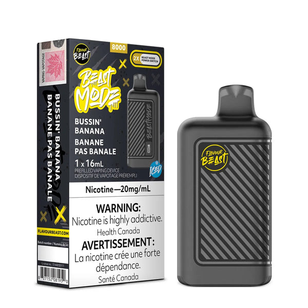 Bussin Banana Flavour Beast Mode 8000 Puff Rechargeable Disposable Montreal quebec