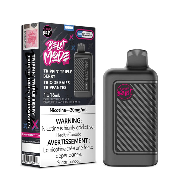 Trippin Triple Berry Flavour Beast Mode 8000 Puff Rechargeable Disposable Hazetown Vapes Moncton New Brunswick