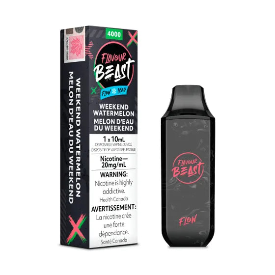 Watermelon Iced Flavour Beast Flow 4000 Puff Rechargeable Disposable Hazetown Vapes Georgetown