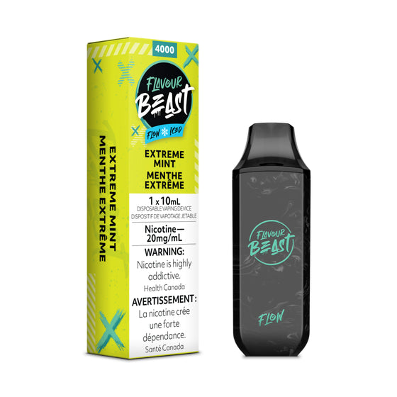 Extreme Mint Iced Flavour Beast Flow 4000 Puff Rechargeable Disposable Hazetown Vapes Montreal Quebec