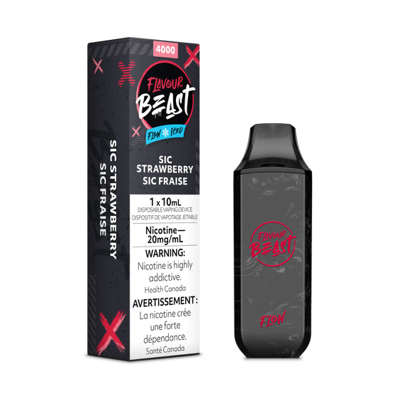 Sic Strawberry Iced Flavour Beast Flow 4000 Puff Rechargeable Disposable